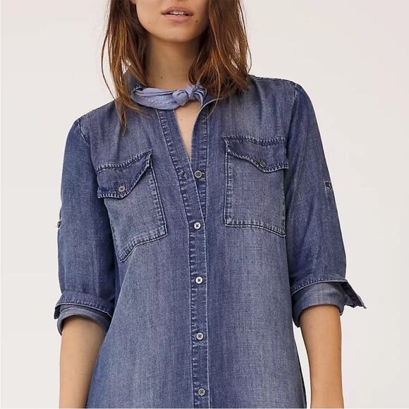 Anthro Cloth & Stone Ginevra Chambray Dress - Picture 2 of 7